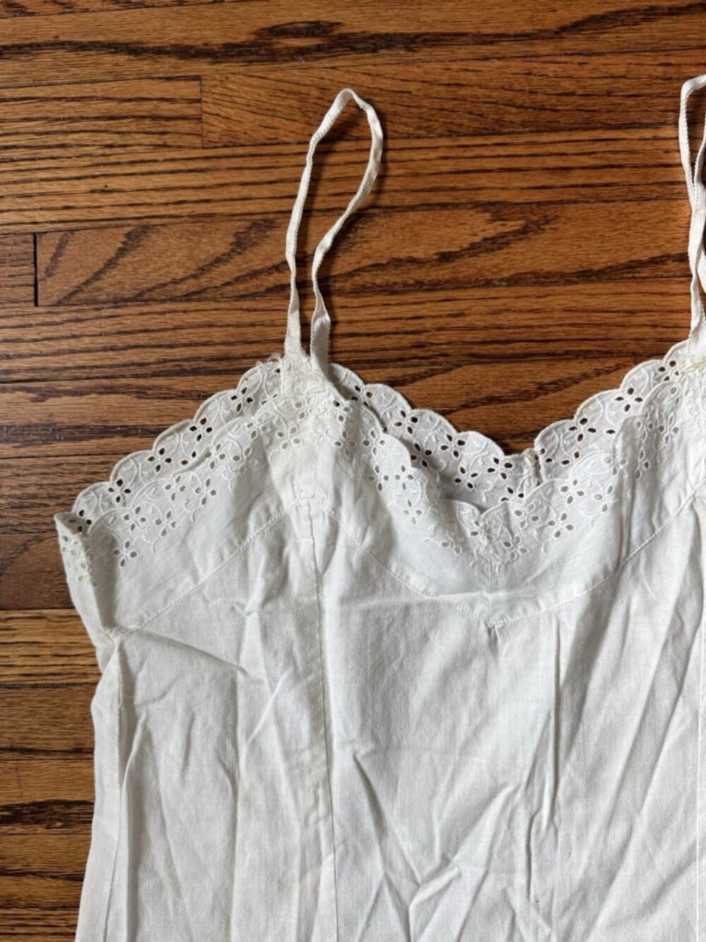 Vintage Antique Victorian White Cotton Tiered Eyelet Slip Dress Gown White - Picture 6 of 11